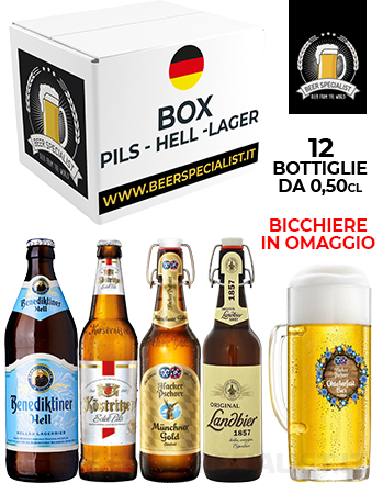 BOX "PILS-HELL-LAGER GERMANIA" + bicchiere omaggio